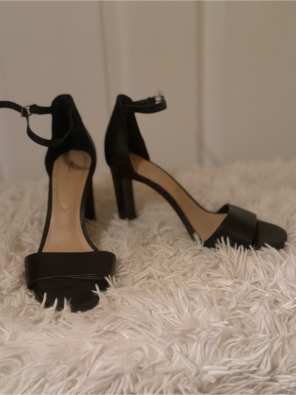 Aldo Black Ankle-Strap Block Heels